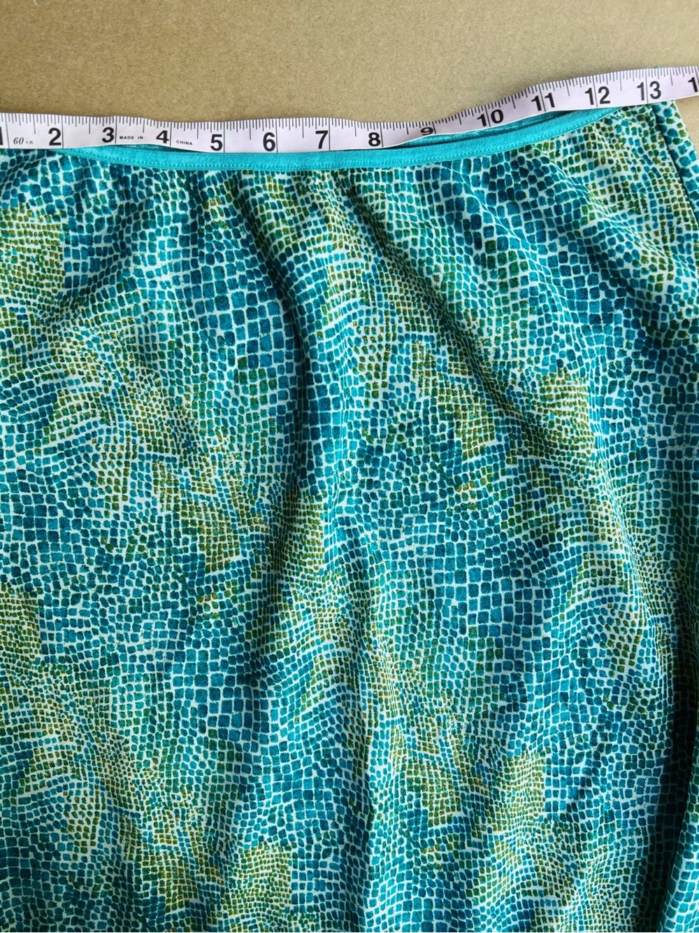 Vintage Y2K Mesh Print Midi Skirt Blue Green Lace Hem Fairycore Size L - Picture 6 of 7